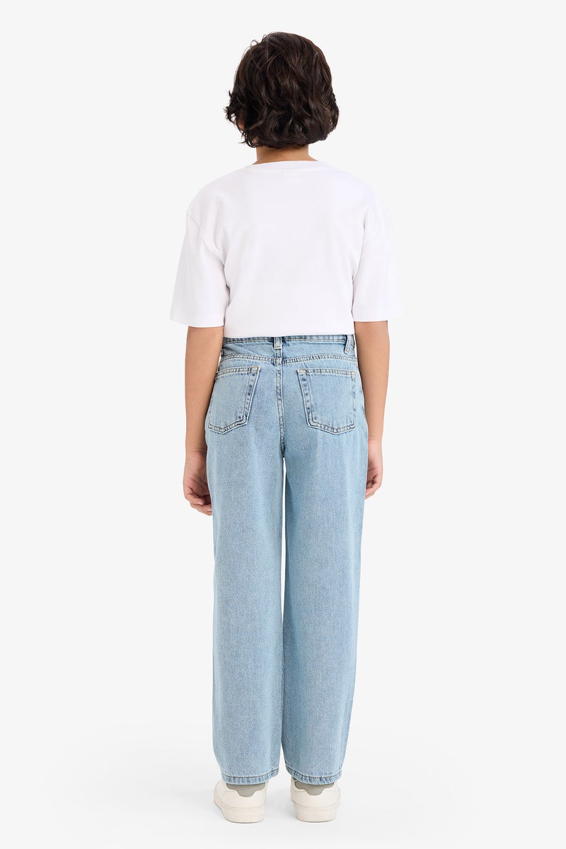 DeFacto Blue Boy Boy Loose Fit Ripped Detail Straight Leg Jeans Casual - Image 5